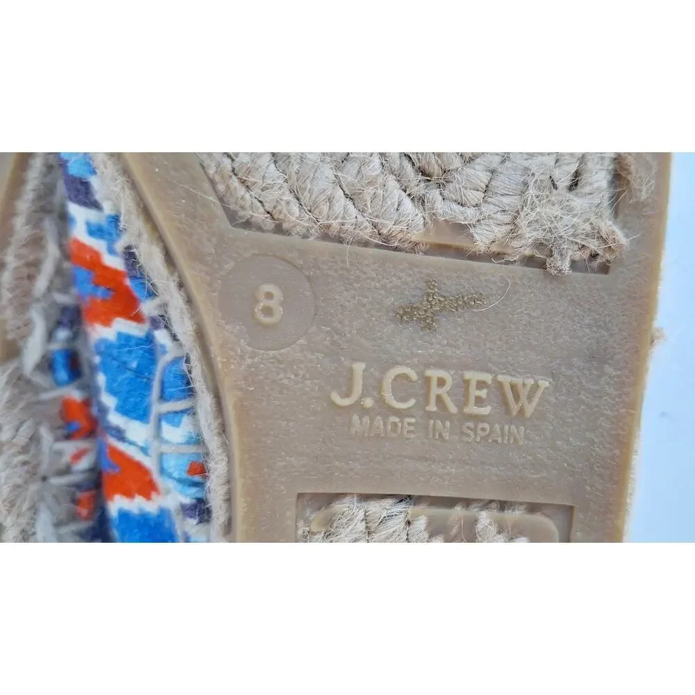 J. Crew made in Spain Cotton Canvas Flat Espadrilles Comfort Beach Shoes Blue 8